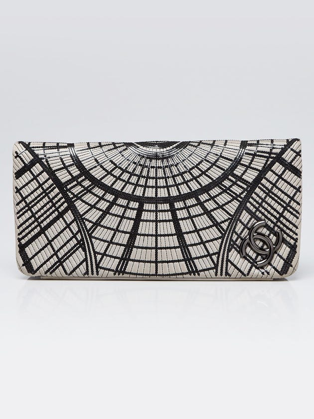 Chanel Grey Lambskin Leather and Sequin Grand Palais Clutch Bag