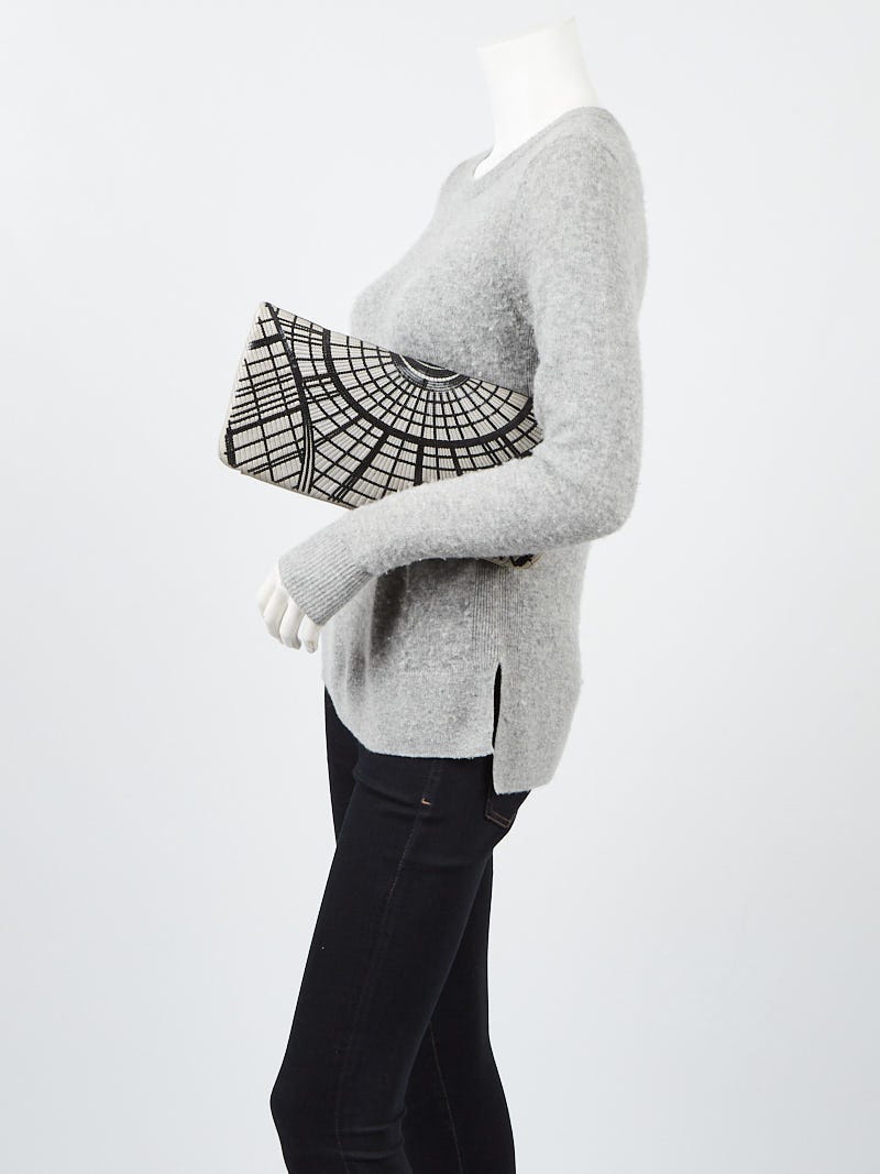 Chanel Grey Lambskin Leather and Sequin Grand Palais Clutch Bag