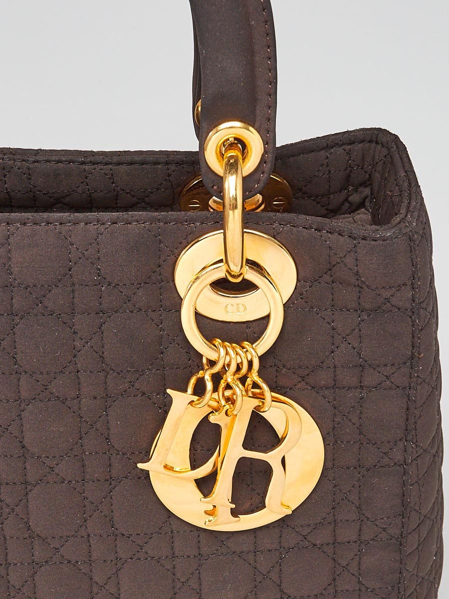 Christian Dior Marron Fonce Cannage Quilted Nylon Small Lady