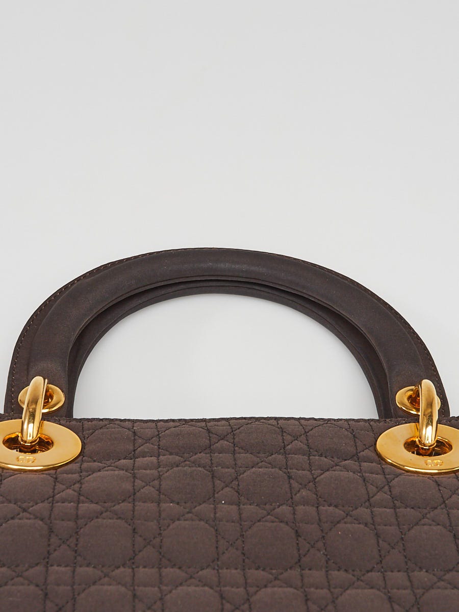 Christian Dior Marron Fonce Cannage Quilted Nylon Small Lady