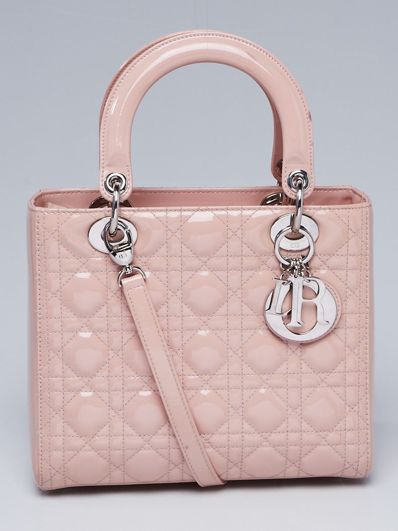 Christian Dior Lady Dior Bag Cannage Quilt Lambskin Medium Metallic, Pink