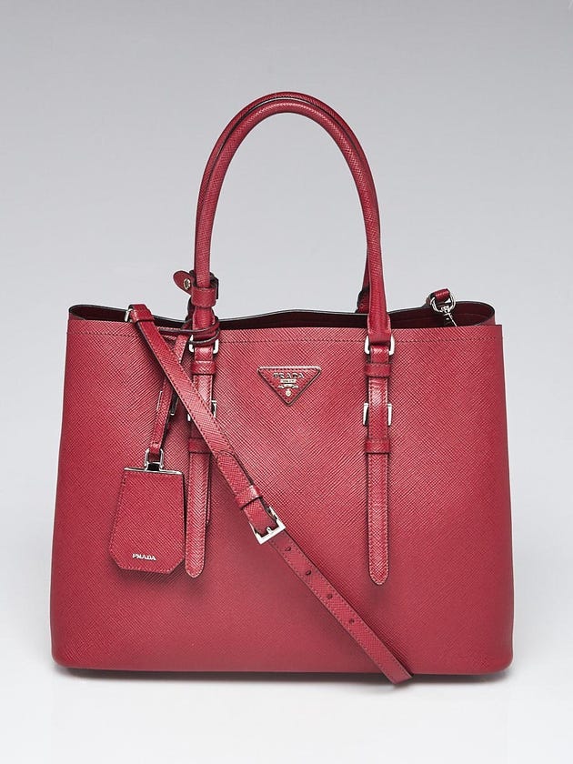 Prada Cerise Saffiano Textured Leather Medium Double Handle Tote Bag BN2820