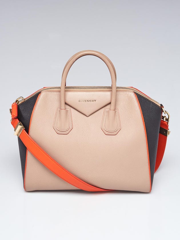 Givenchy Beige/Orange/Black Leather Medium Antigona Bag