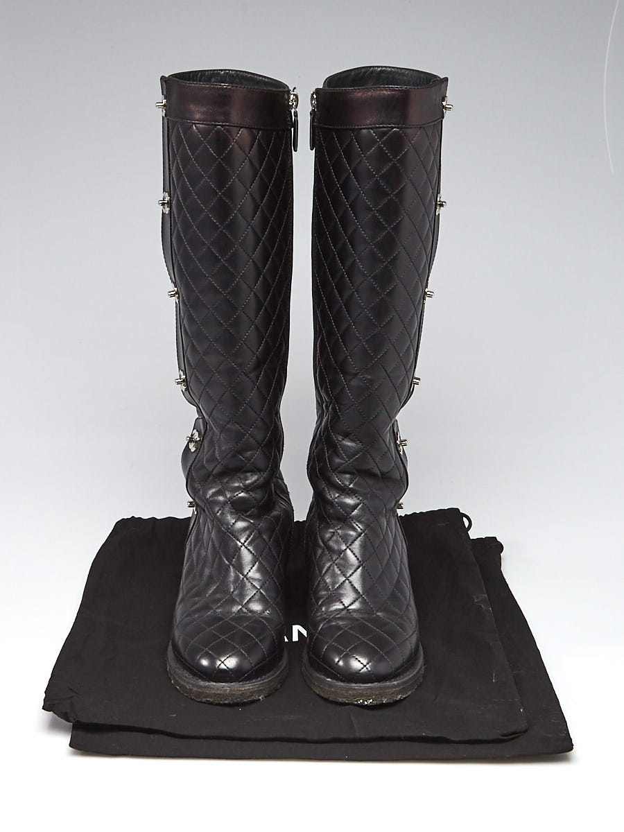 Quilted knee high boots shop