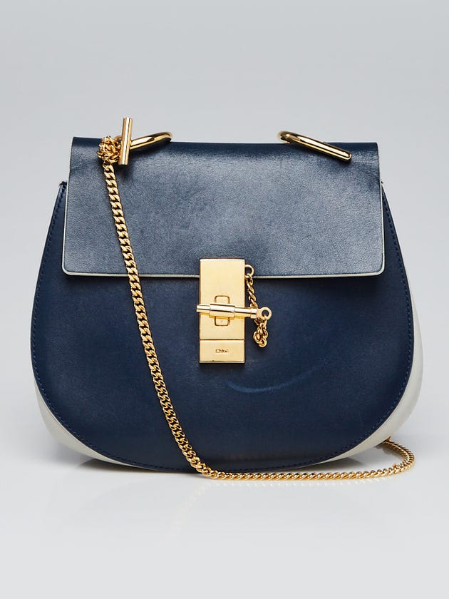 Chloe Royal Navy/Grey Smooth Leather Small Drew Bag
