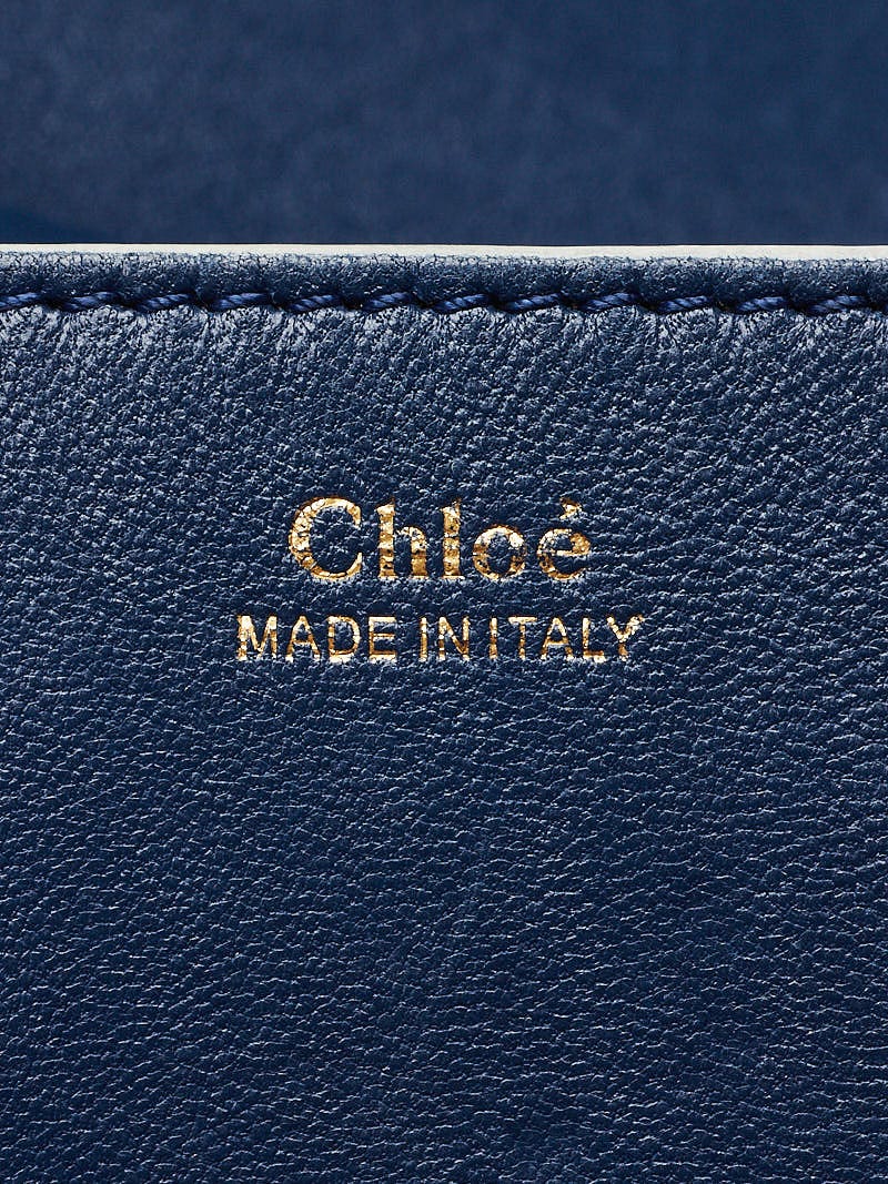Chloe Royal Navy/Grey Smooth Leather Small Drew Bag | Yoogi's Closet