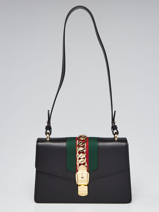 Gucci Black Smooth Calfskin Leather Small Sylvie Shoulder Bag