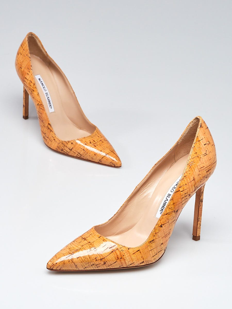 Manolo Blahnik Polished Cork Pumps Size 5.5/36 | Yoogi's Closet