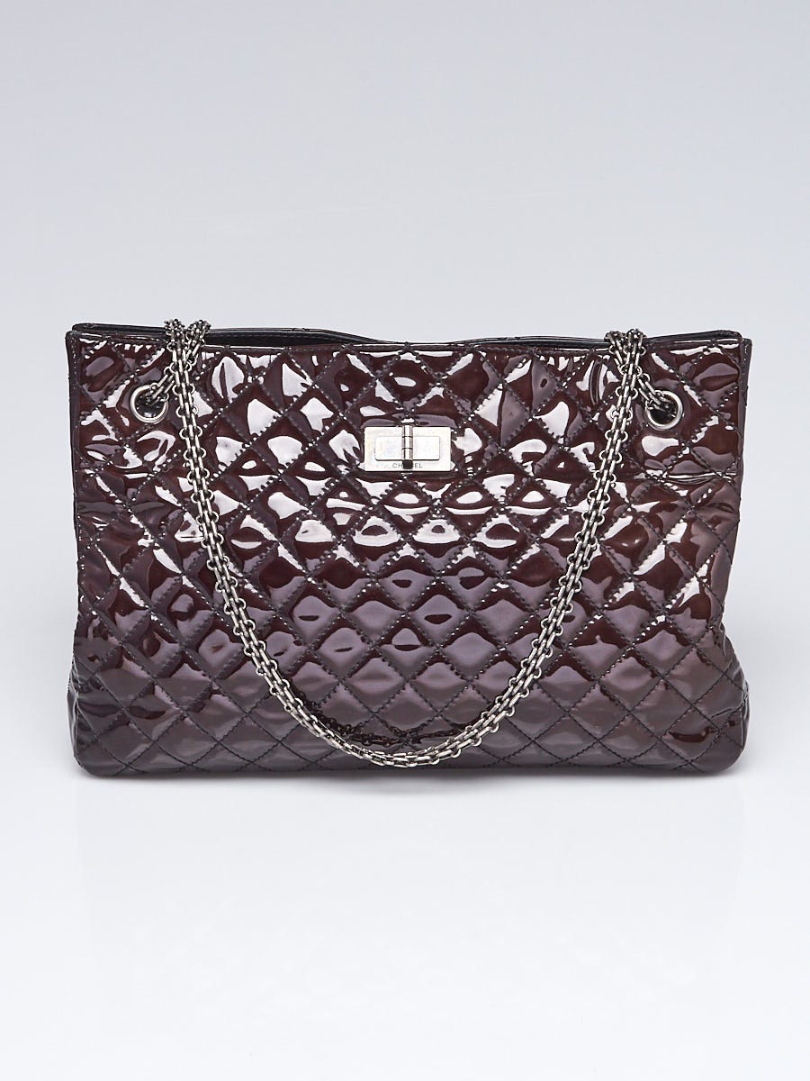 Chanel Brown Quilted Patent Leather 2.55 Reissue Shopping Tote Bag