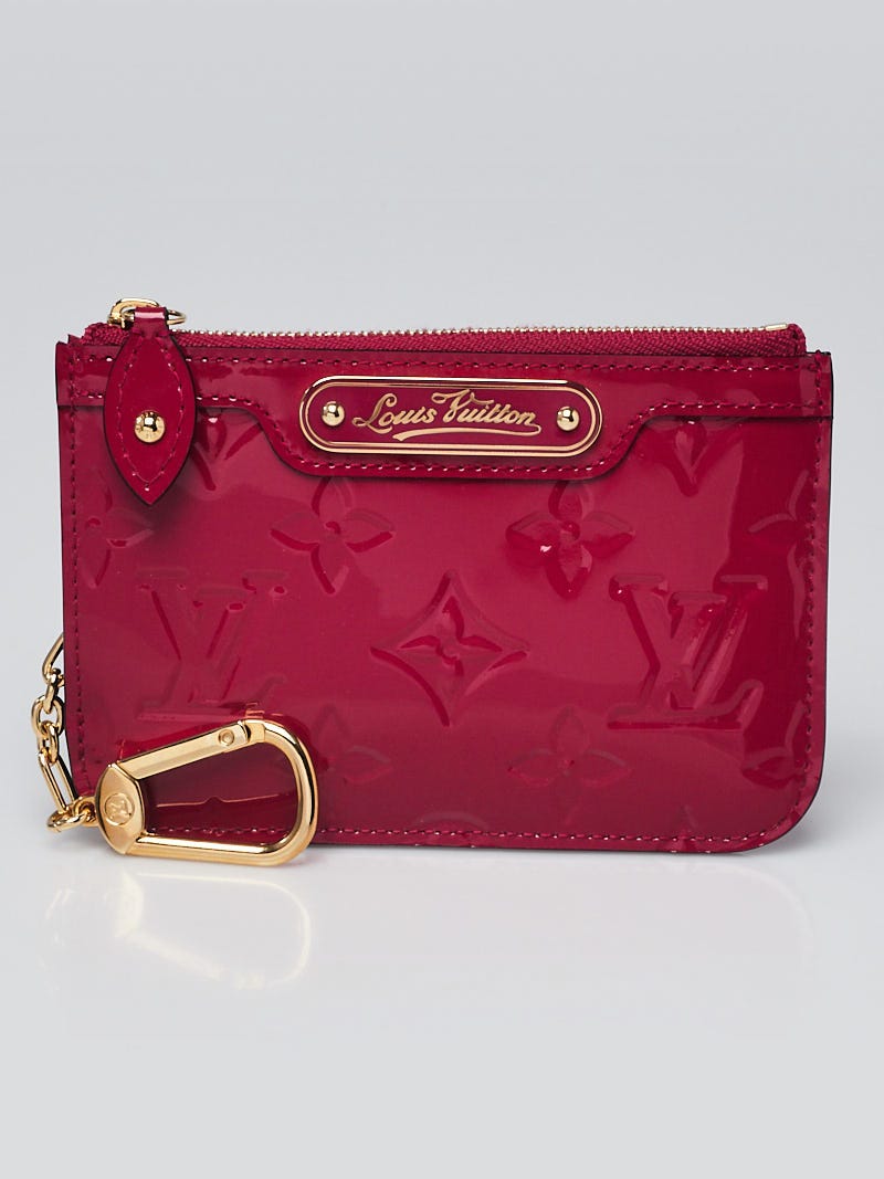 Authentic Louis Vuitton LV Vernis Leather Key Cles Pouch Pink Card