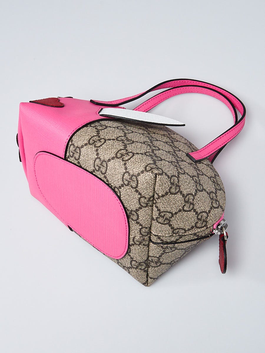 Gucci Pink/Multicolor Leather GG Supreme Canvas Kids Rabbit Gucci Pink/Multicolor Leather GG Supreme Canvas Kids Rabbit