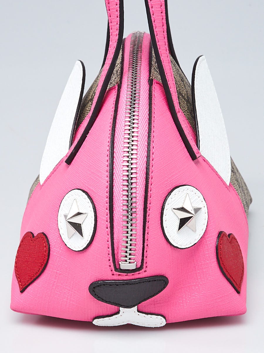 Gucci Pink Multicolor Leather GG Supreme Canvas Kids Rabbit Bag Yoogi s Closet