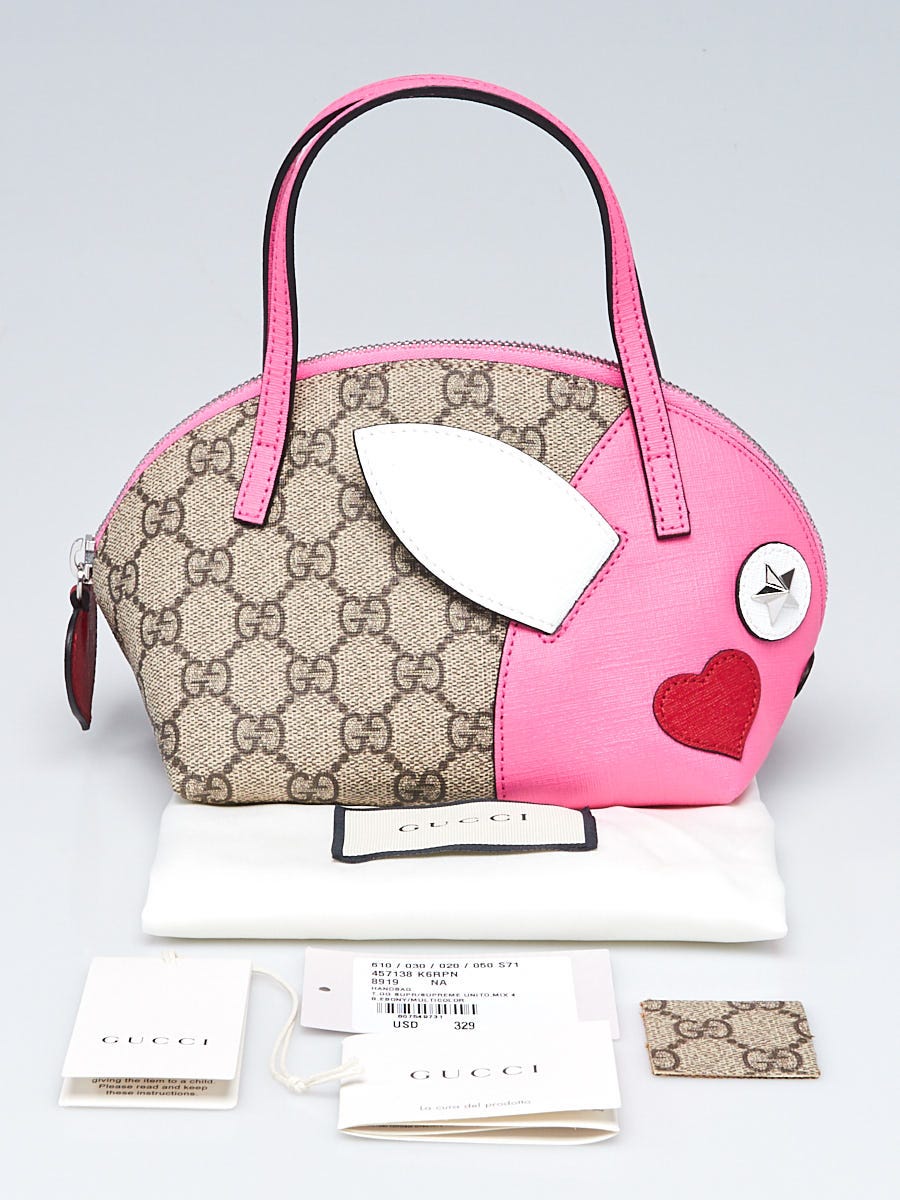 samarbejde bjærgning fyrværkeri Gucci Pink/Multicolor Leather GG Supreme Canvas Kids Rabbit Bag - Yoogi's  Closet