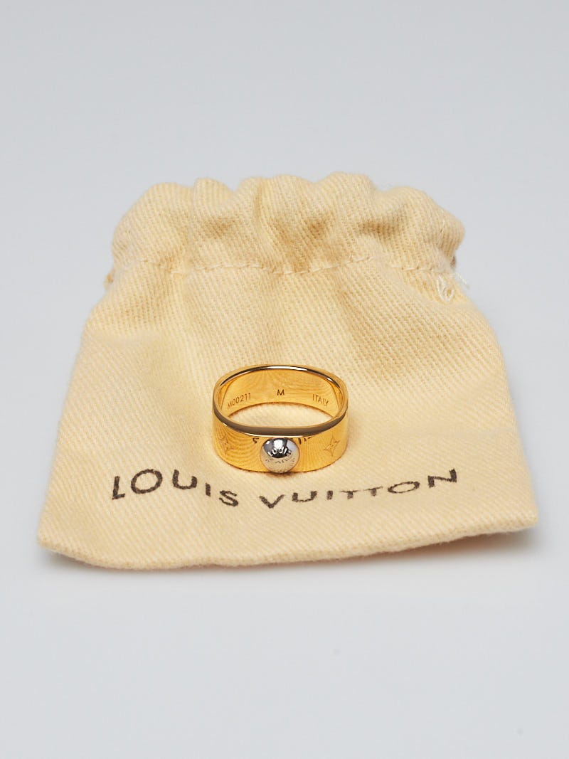 Louis Vuitton LOUIS VUITTON Ring M00213 Nano Gram LV Metal Women's S Gold