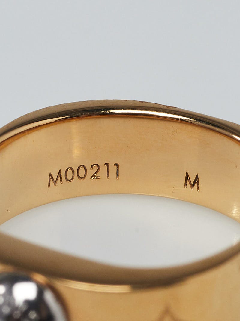 LOUIS VUITTON Brass Monogram Engraved Nanogram Ring S Gold 535795