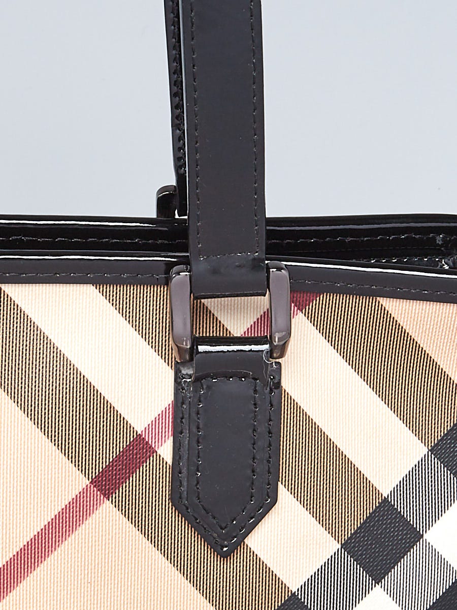 Burberry Black Patent Leather Supernova Check Coated Canvas Nickie