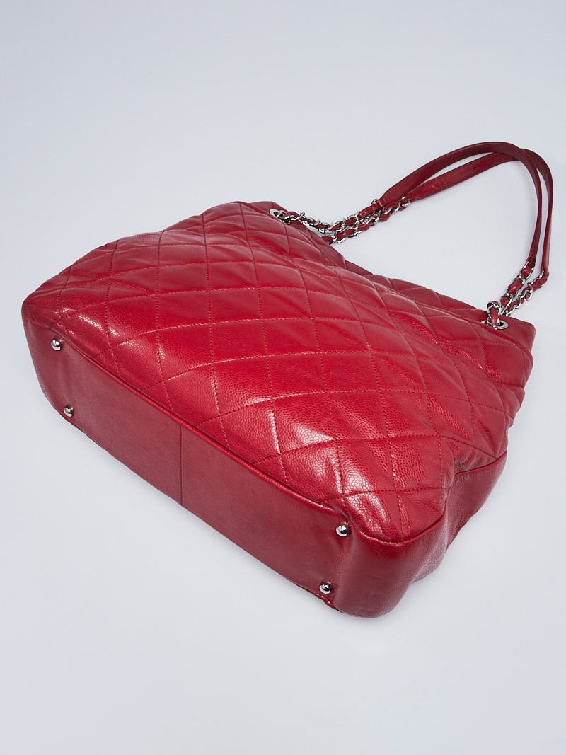 Chanel Red Quilted Caviar Leather Timeless CC Soft Large Shopping
