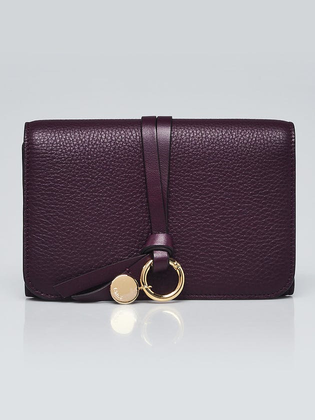 Chloe Purple Grained Leather Alphabet Compact Wallet
