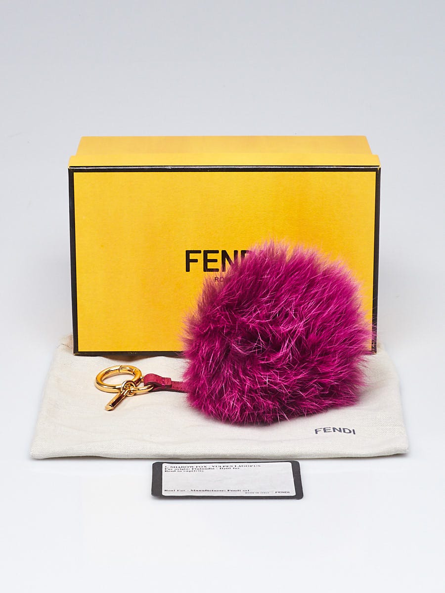 Fendi Purple Fox Fur Pom Pom Bag Charm | Yoogi's Closet