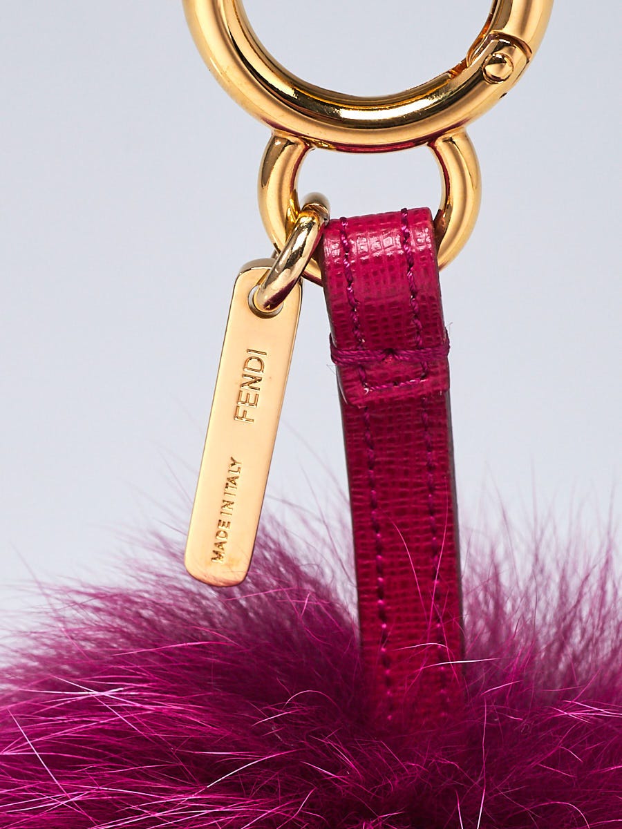 Fendi Purple Fox Fur Pom Pom Bag Charm | Yoogi's Closet