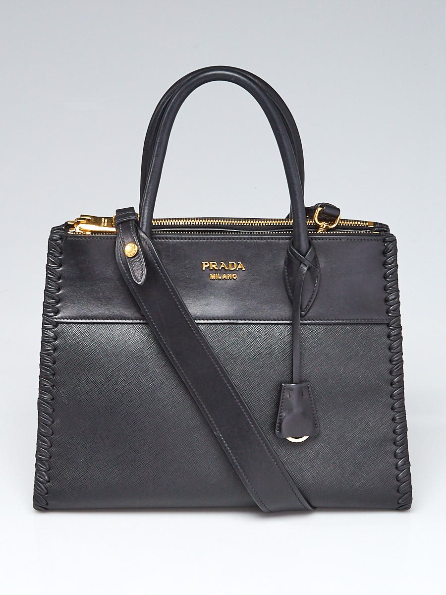 Prada Black Saffiano and City Calf Leather Paradigme Bag 1BA102 Yoogi s Closet