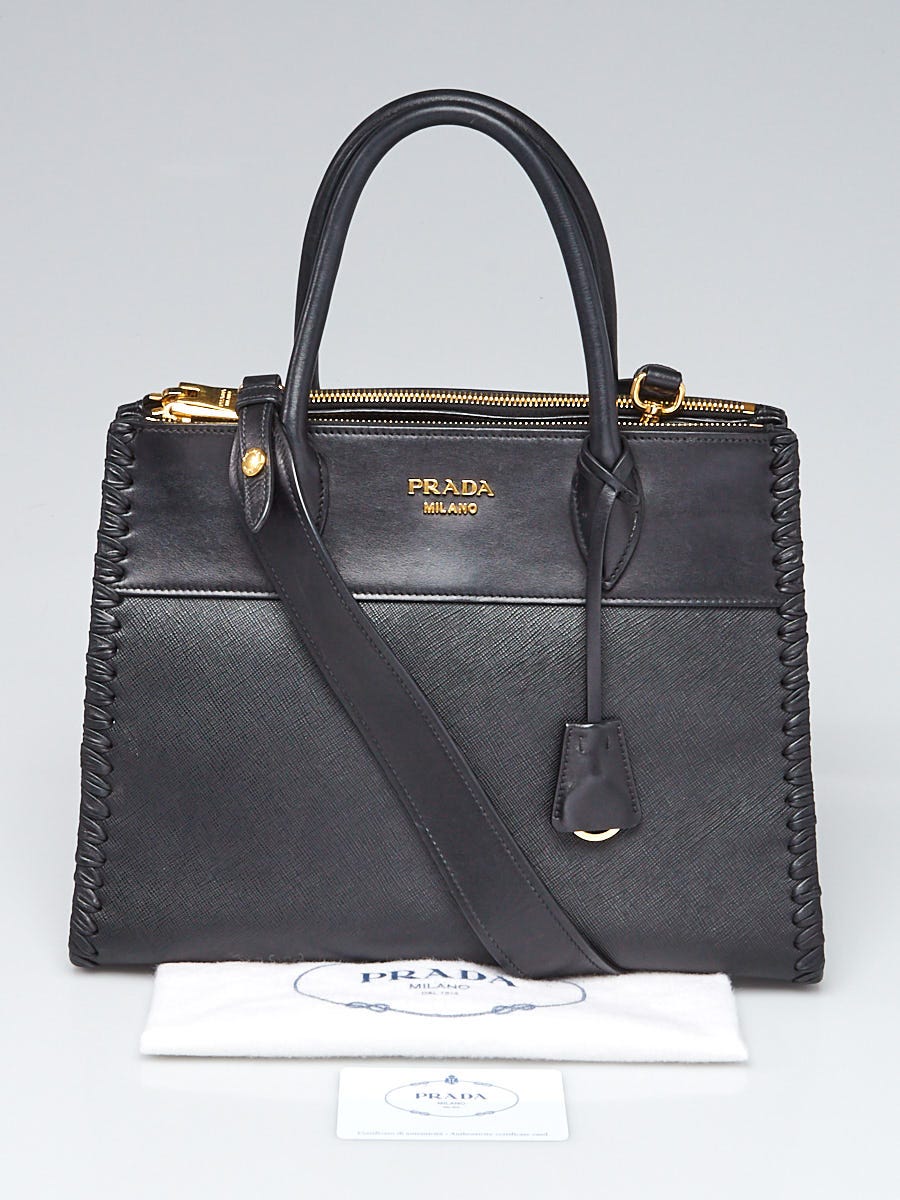 Prada Black Saffiano and City Calf Leather Paradigme Bag 1BA102