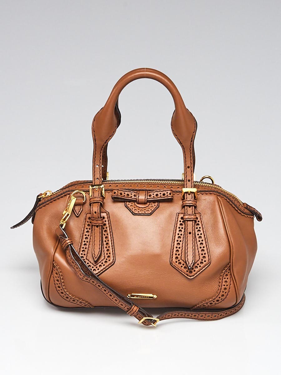 Burberry Brown Brogue Nappa Leather Small Blaze Tote Bag Yoogi s