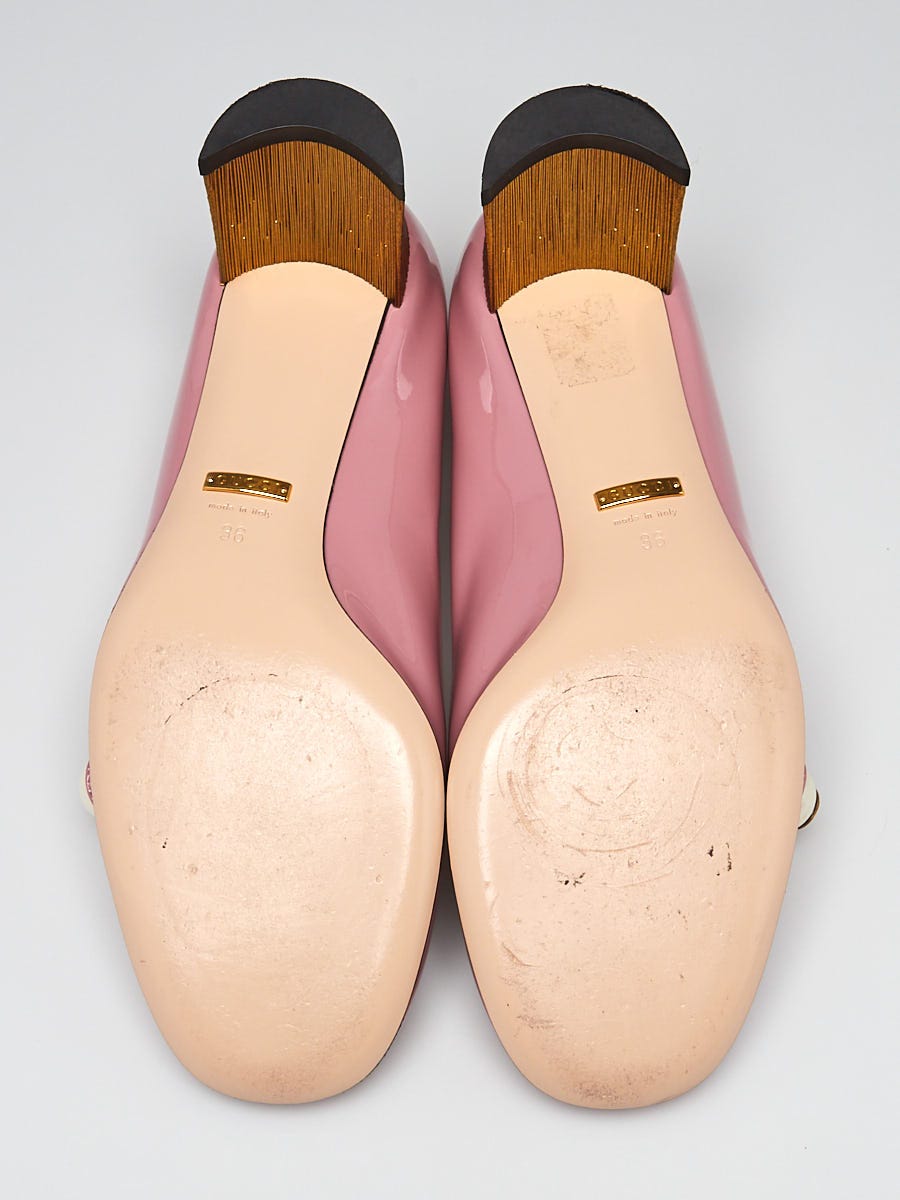 Gucci Pink Patent Leather Mary Jane Kitten Heel Pumps Size 5.5 36 Yoogi s Closet