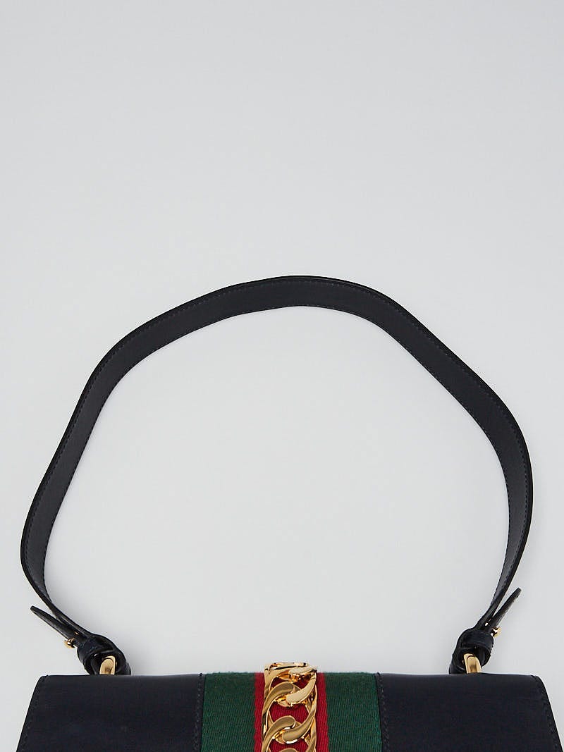 Gucci Black Smooth Calfskin Leather Small Sylvie Shoulder