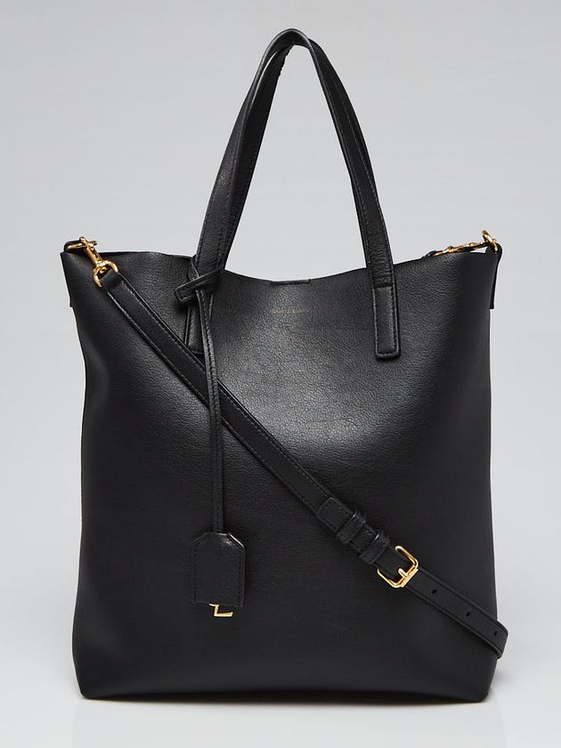 Yves Saint Laurent Black Calfskin Leather Small Shopping Tote Bag