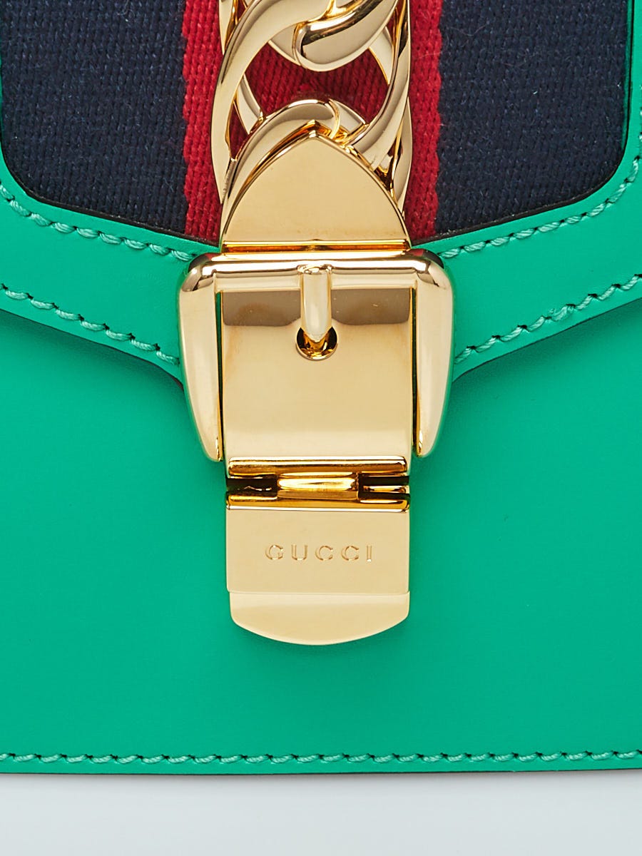 Gucci Green Leather Vintage Web Mini Sylvie Shoulder Bag Yoogi s Closet