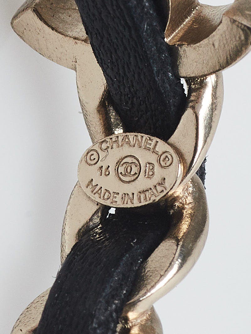 CHANEL 黒 レザー ベルト ゴールドチェーン BNIB Chanel FW25 Gold CC Logo Chanel Belt Black In Leather