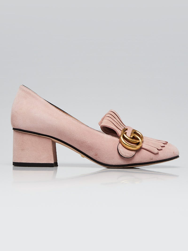 Gucci pink best sale suede heels