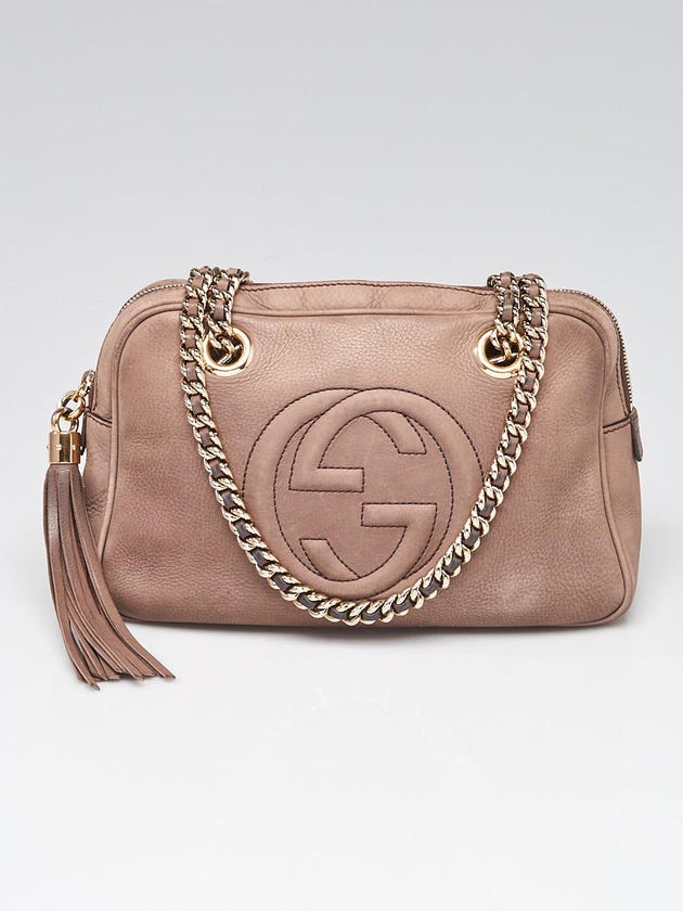Gucci Grey Nubuck Leather Soho Chain Shoulder Bag