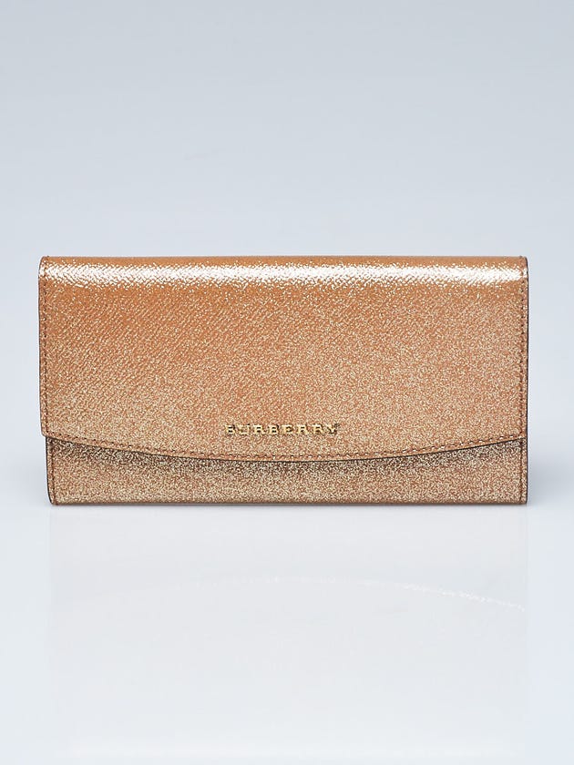 Burberry Camel/Gold Leather Glitterporter Wallet