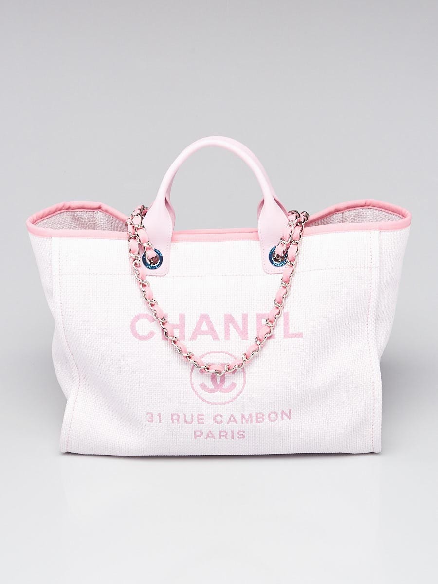 Chanel Pink Canvas Deauville Large Shopping Tote Bag - Yoogi's Closet