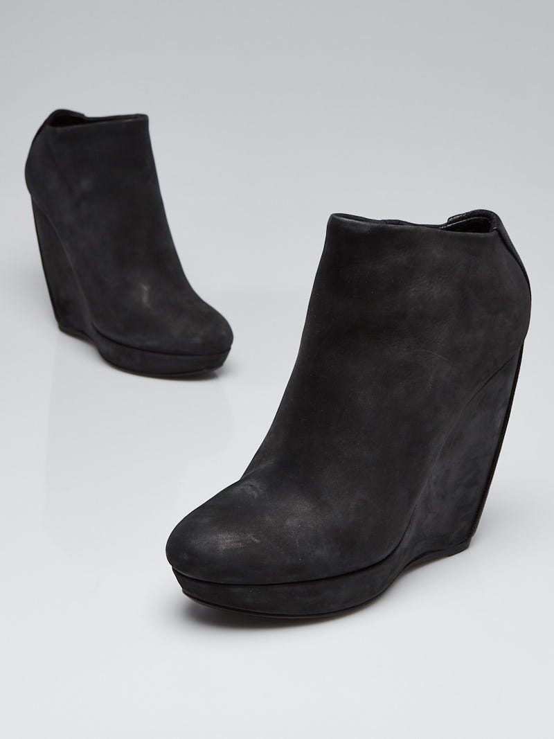 Gray suede discount wedge booties