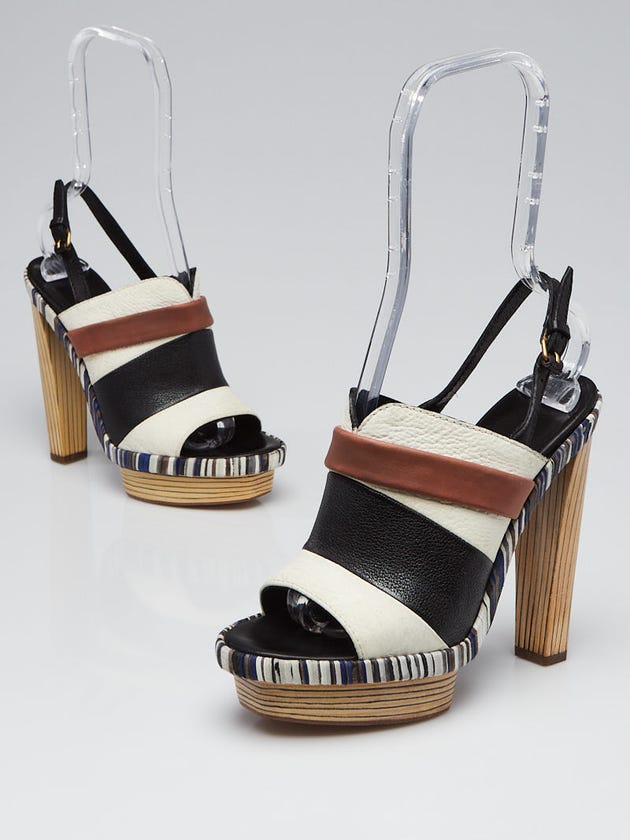 Balenciaga Multicolor Leather Platform Mule Sandals Size 7/37.5