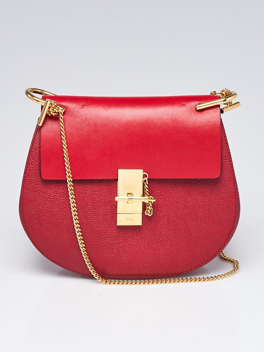 Chloe Red Pebbled Leather Small Drew Bag Yoogi s Closet