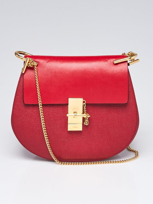 Chloe Red Pebbled Leather Small Drew Bag