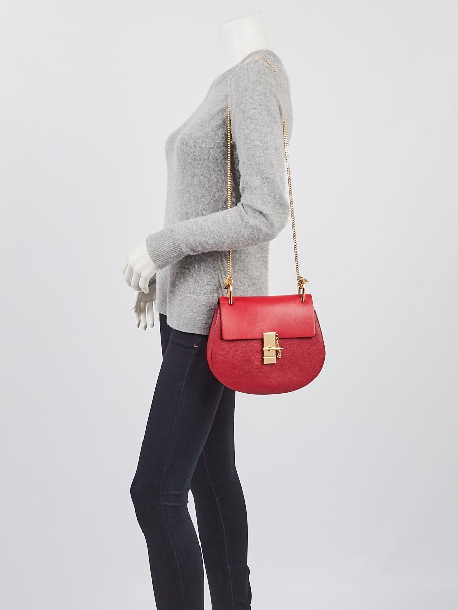 憧れ Pebbled Red Chloe Leather Closet Yoogi's | Bag Drew Small ハンドバッグ