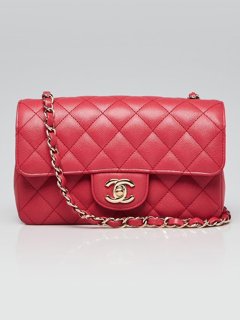 Chanel Dark Pink Quilted Caviar Leather Classic New Mini Flap Bag - Yoogi's  Closet