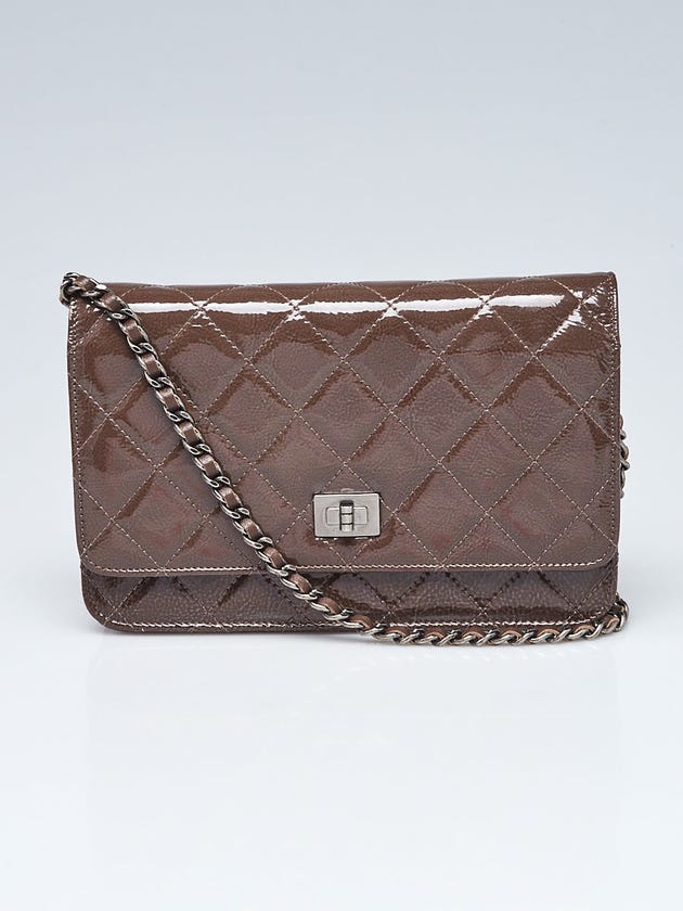 Chanel Taupe Quilted Patent Leather Reissue WOC Clutch Bag