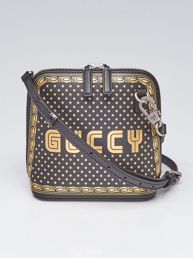 Gucci Black/Gold Leather GUCCY Mini Crossbody Bag
