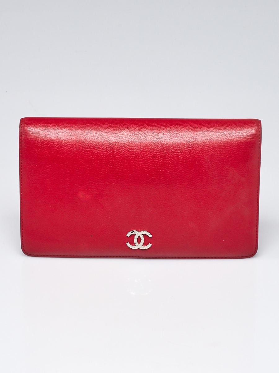 Chanel Red Caviar Leather Sevruga Long Flap Wallet - Yoogi's Closet