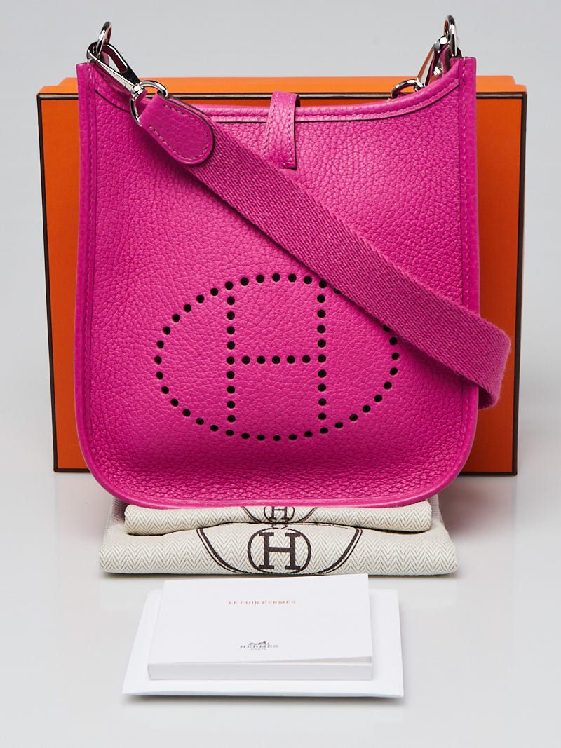 Hermes Evelyne III TPM Crossbody Bag Magnolia Pink Clemence Palladium  Hardware