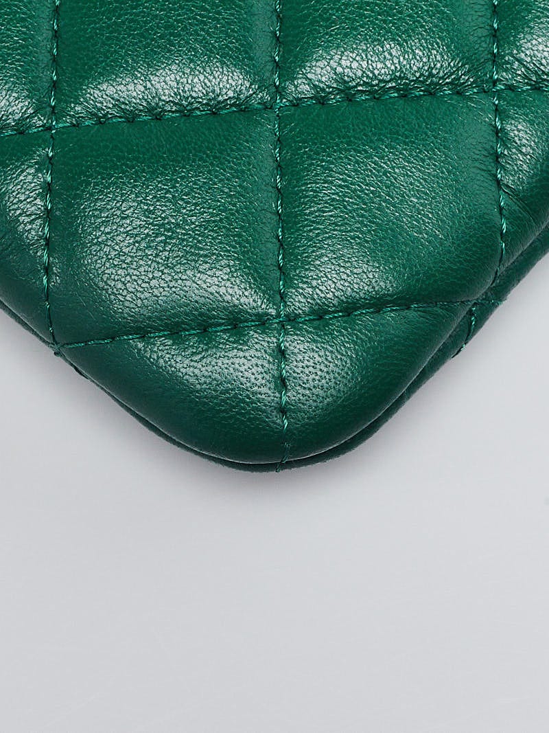 Chanel Green Quilted Leather Boy O-Case Zip Pouch - Yoogi's Closet