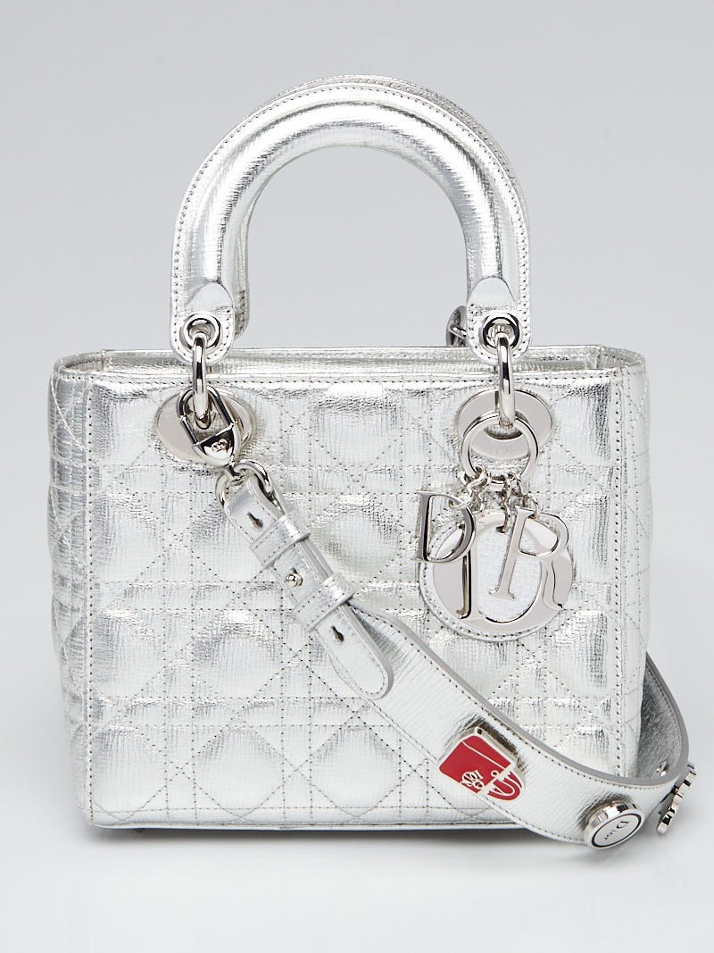 Christian Dior Silver Cannage Quilted Calfskin Leather Small My Lady Dior Bag Yoogi s Closet