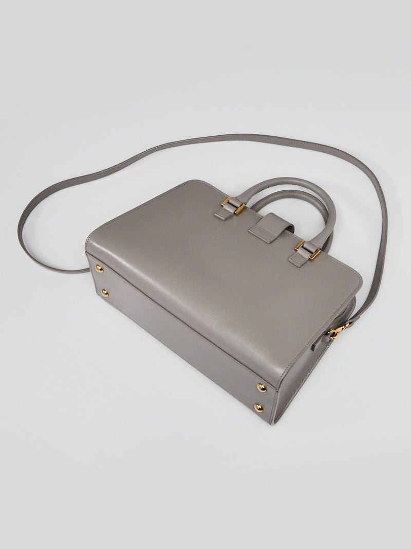 Yves Saint Laurent Grey Leather Small Monogram Cabas Bag Yoogi s Closet