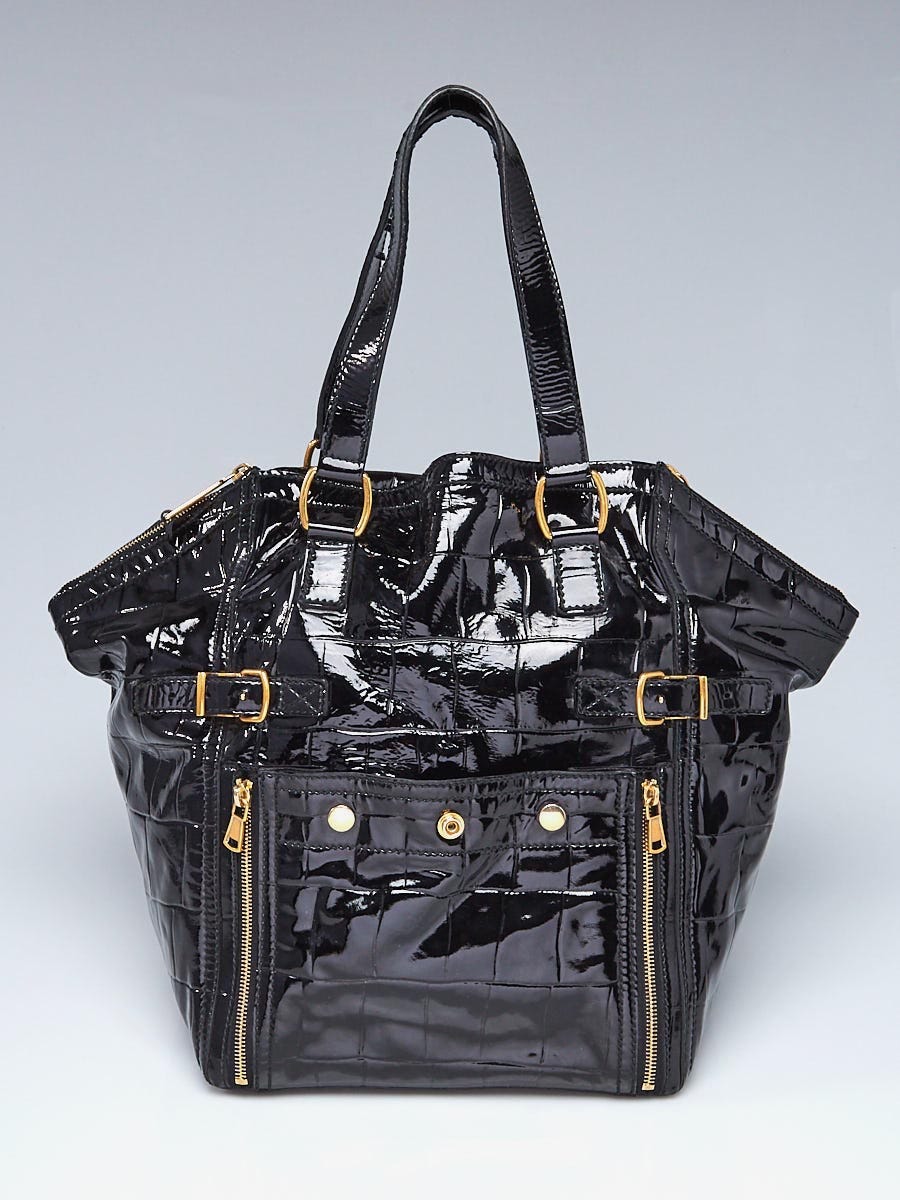 Yves Saint Laurent Black Patent Leather Downtown Medium Tote Bag - Yoogi's  Closet